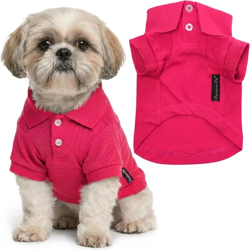 Miniatura 48 de Parisian Pet Polo para perro – Camisa de algodón transpirable en amarillo sólido – Ropa de verano tipo pullover con cuello abotonado para perros