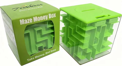 Miniatura 10 de Trekbest, alcancía para dinero con laberinto asombroso; una forma divertida y única de hacer regalos a niños y adultos, Anaranjado
