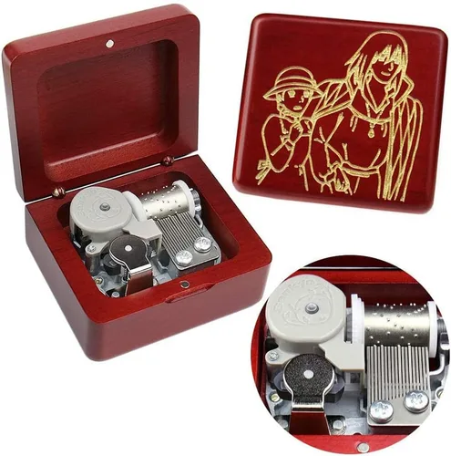 Miniatura 7 de Sinzyo Caja musical con mecanismo tallado de madera vintage, caja de música de cuerda para regalo para Navidad, caja de música «Merry Go Round of