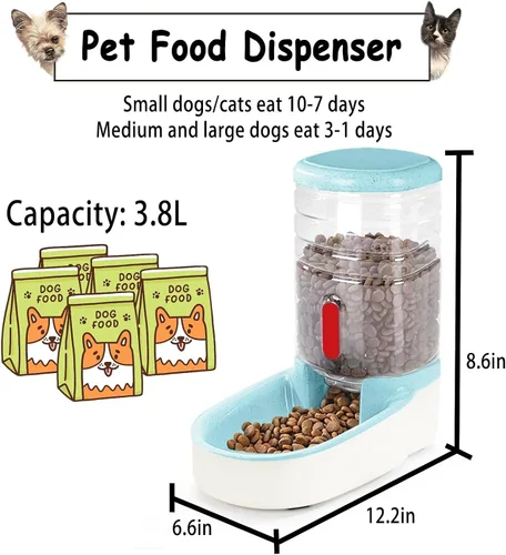 Miniatura 2 de kathson Comedero automático para gatos de 1 galón con gravedad, dispensador de comida para perros, gran capacidad, cuenco de comida para mascotas
