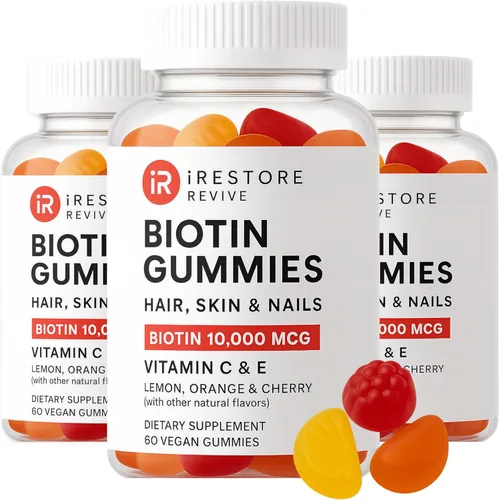 Miniatura 10 de iRestore Vitaminas para el cabello, gomitas veganas de biotina para la piel del cabello y las uñas, gomitas para el cabello, gomitas de biotina