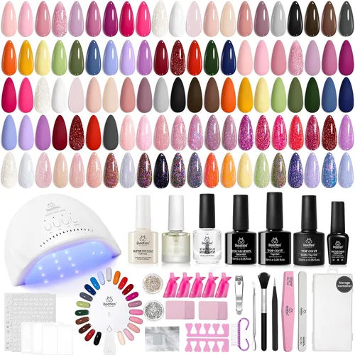 Miniatura 16 de Kit de Esmalte de Uñas en Gel Beetles con Luz UV - Juego de 31 Esmaltes de Uñas en Gel de Color Popular con Base y Capa Superior Mate y Brillante