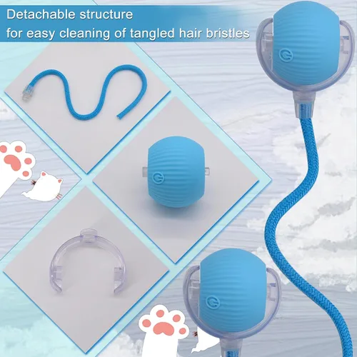 Miniatura 3 de Pelota interactiva de juguete para perros y gatos: pequeño juego para mascotas con luz LED y cola de cuerda para activar el movimiento, lindo regalo