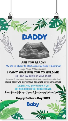 Miniatura 3 de Marco de fotos personalizado para el primer día del padre, foto de ultrasonido personalizado, póster de bebé, decoración de pared para papá por