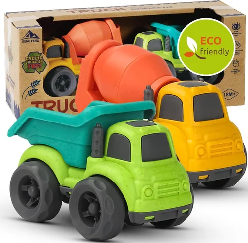 Aigitoy Juguetes de automóvil para niños de 1 a 3 años, sin BPA, sin ftalatos, PVC, camión volquete, cemento mezclador, regalos de Pascua y Navidad,