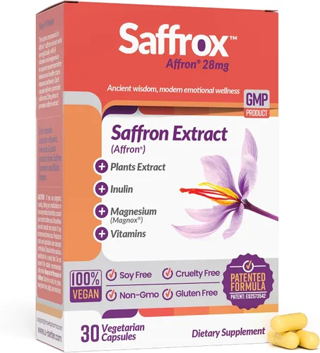 NAVEH PHARMA Saffrox™ Saffron Supplements | 30 cápsulas de extracto de azafrán de alta resistencia | Affron® 28 mg | Suplemento natural para