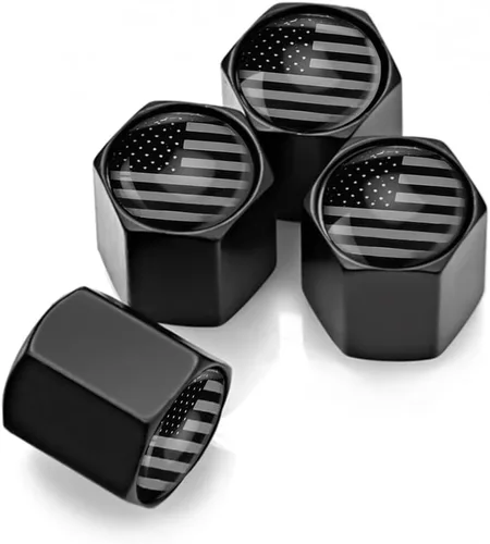 Tapas de vástago de válvula de neumático con bandera estadounidense para automóvil, paquete de 4 tapas universales de vástago de válvula herméticas