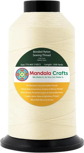 Miniatura 333 de Mandala Crafts - Hilo de nailon para coser cuero, tapicería, mezclilla y para trenzar el pelo; resistente, 1500 yardas, tamaño 69 T70 Marrón