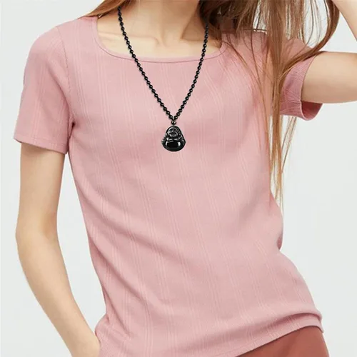 Miniatura 5 de Collar de obsidiana negra con dije de protección de amuleto de la suerte con cadena de cuentas extendida, piedra de cristal curativa, collares