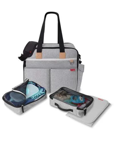 Miniatura 3 de Skip Hop Bolsa de pañales: icónico Duo Weekender, capacidad extra grande con cambiador y accesorio para cochecito, mezcla gris
