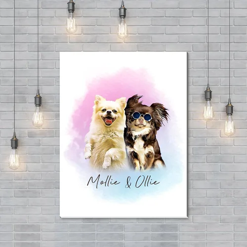 Miniatura 2 de Artsadd Impresión conmemorativa personalizada de retratos de mascotas, regalos artísticos hechos en Estados Unidos, lienzo de memoria personalizado