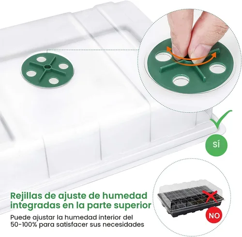 Miniatura 6 de MIXC Bandejas de Plántulas Bandeja Iniciadora de Semillas, Paquete de 5 Mini Propagador Kit de Invernadero de Plantas con Cúpulas Ventiladas de Verde