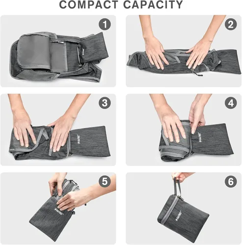 Miniatura 4 de G4Free 10L/15L Mochila para Senderismo Plegable Ligera, Mochila de Día para Caminatas, Pequeña, Viaje al Aire Libre, Bolsa de Hombro Plegable Negro