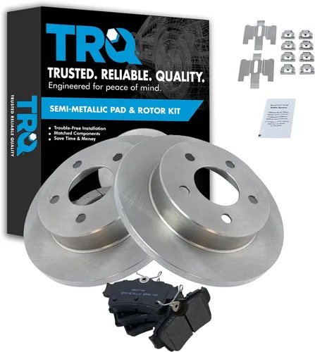 Miniatura 155 de TRQ Juego de pastillas de freno semimetálicas traseras y rotores compatibles con Chevrolet Trailblazer 02-06 Trailblazer EXT 04-06 SSR 02-07 GMC