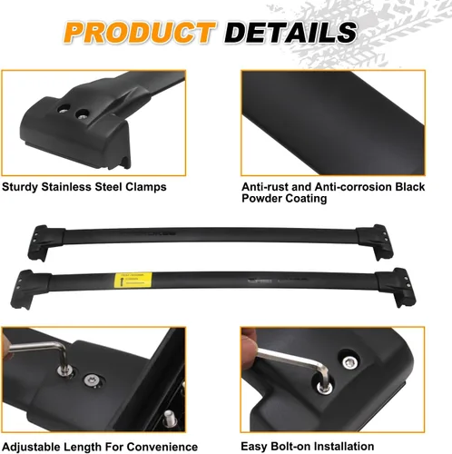 Miniatura 8 de Barras transversales mejoradas de 260 LBS para Jeep Grand Cherokee 2011-2021, portaequipaje de techo de aleación de aluminio con abrazaderas