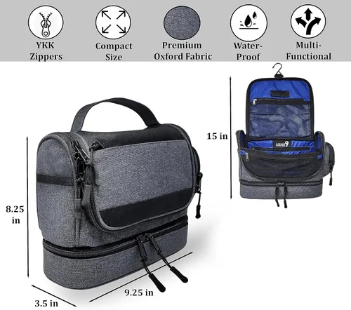 Miniatura 5 de Neceser colgante para hombre – Kit Dopp resistente y elegante para el hombre moderno, Negro- gris, Moderno