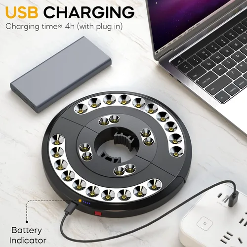 Miniatura 4 de Eletorot Luces para sombrilla de patio, luces recargables para exteriores, para decoración, luz de mesa de 28 LED, 3 modos de iluminación, Cálido