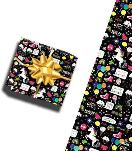 Miniatura 3 de WDNUKEE Papel de regalo de feliz cumpleaños para niños, niñas y niños, 6 hojas de papel de regalo de cumpleaños para niños, plegado plano de 20 x 28