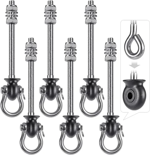 Miniatura 12 de Dolibest Juego de 6 perchas permanentes de acero inoxidable 304 resistentes para columpios, patio de recreo, porche, asiento de yoga, para hamaca