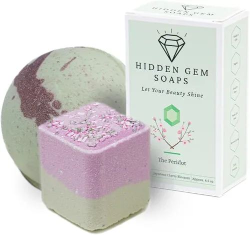 Miniatura 11 de October Birthstone Turmalina Juego de regalo de 3 piezas de jabón en barra natural, bomba de baño, vaporizador de ducha fabricado en Estados Unidos