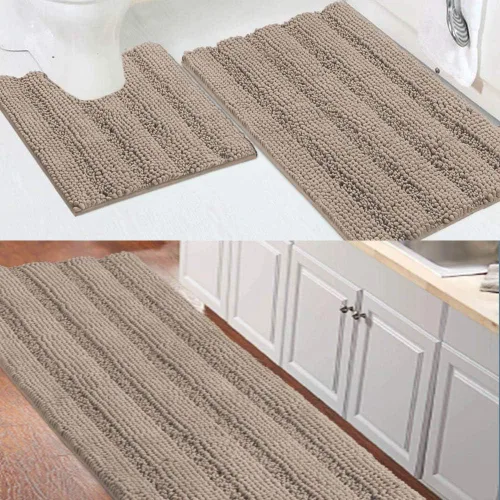 Turquoize Paquete de alfombra de baño de chenilla, alfombra de baño de 59 x 20 pulgadas y juego de alfombras de baño de 32 x 20 pulgadas/20 x 20