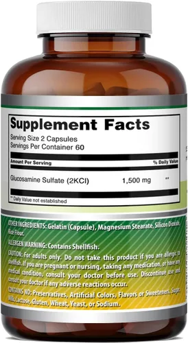 Miniatura 5 de Amazing Formulas Suplemento de sulfato de glucosamina 1500 mg por porción 120 cápsulas Sin OMG Sin gluten Fabricado en Estados Unidos