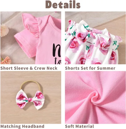 Miniatura 16 de Aalizzwell Conjunto de pantalones cortos para bebé recién nacido para el verano
