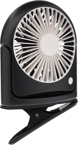 Miniatura 8 de Treva Ventilador de trípode de 5 pulgadas con luz incorporada y soporte de teléfono adjuntable, mini ventilador recargable de 3 velocidades