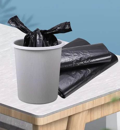 Miniatura 8 de YYaaloa 100 bolsas de basura negras con asas – Bolsas de basura de plástico supergruesas de 1.8 mil de 14 x 22 pulgadas para oficina, picnic