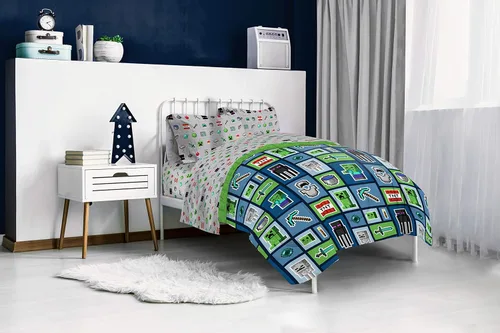 Miniatura 21 de Jay franco Juego de ropa de cama Queen de 5 piezas de Monster Jam Tracks incluye edredón y sábanas con Grave Digger y Megalodon de microfibra suave