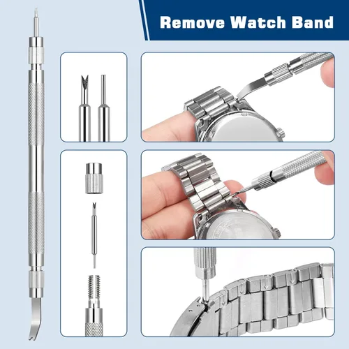 Miniatura 5 de Vastar Kit de extracción de eslabones de reloj, removedor de pasadores de correa de reloj, kit de reparación de reloj para ajuste de correa de reloj