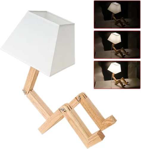 Miniatura 5 de Linda lámpara de escritorio de robot, lámparas de mesa únicas y regulables para dormitorio, lámpara de noche con pantalla cuadrada con cuerpo