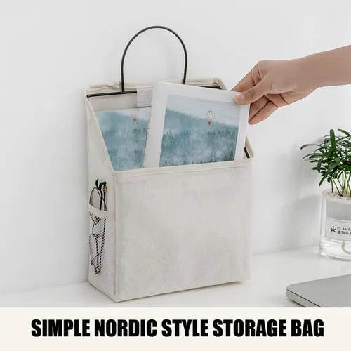 Miniatura 3 de Bolsas de almacenamiento para colgar en la pared, cesta organizadora de escritorio, cesta de almacenamiento colgante de lino y algodón para cocina