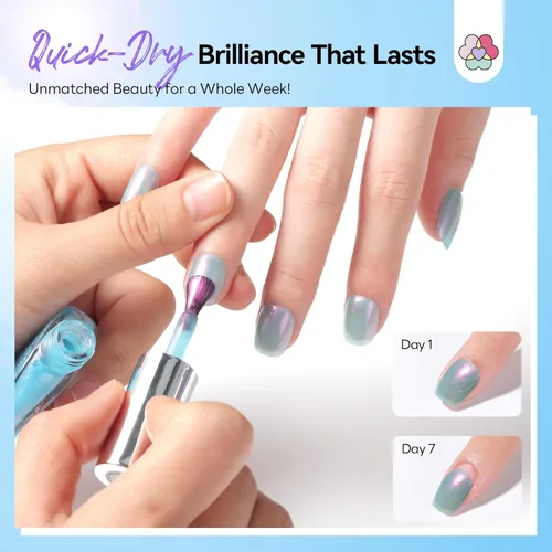Miniatura 5 de SAVILAND - Juego de esmaltes de uñas perlados: esmalte de uñas de sirena de secado rápido, kit de esmalte de uñas en laca perlada de 6 colores rosa