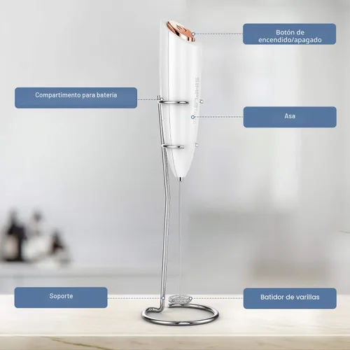 Miniatura 6 de SIMPLETASTE Espumador de leche de mano, máquina eléctrica de espuma a batería, mezclador de bebidas con batidor de acero inoxidable y soporte