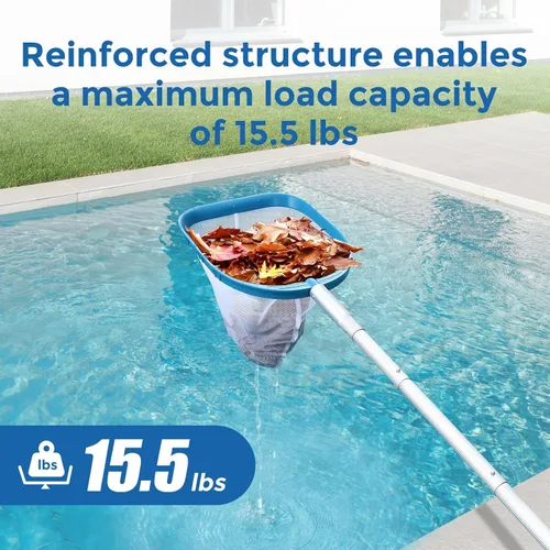 Miniatura 6 de Red profesional de desnatador de piscina de 6 pies con 6 postes de aluminio, malla fina para eliminación rápida de desechos, redes de piscina
