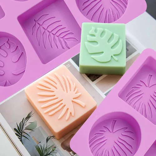 Miniatura 6 de Paquete de 2 moldes de silicona para jabón, diseños de hojas tropicales y estilo hawaiano para hacer jabón hecho a mano, moldes de silicona Jabón