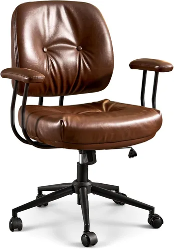 Miniatura 12 de ovios Silla de oficina ergonómica, sillas ejecutivas de piel sintética con respaldo alto y cojín grueso, cómodo sillón giratorio moderno de mediados