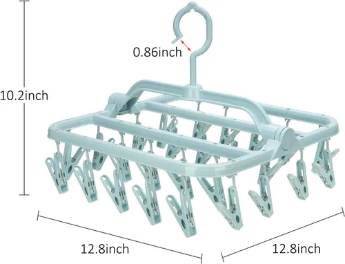 Miniatura 3 de Perchas plegables con 26 clips de secado, colgador de ropa interior con clips, clip de plástico para ropa sucia y colgador de secado por goteo