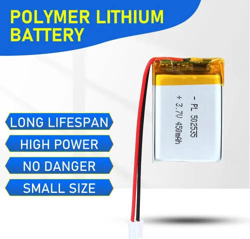 Miniatura 5 de 502535 3.7V Batería Lipo 450mAh 502535 Paquete de Batería Recargable de Polímero de Litio con Conector JST PH2.0mm para Dispositivo Electrónico