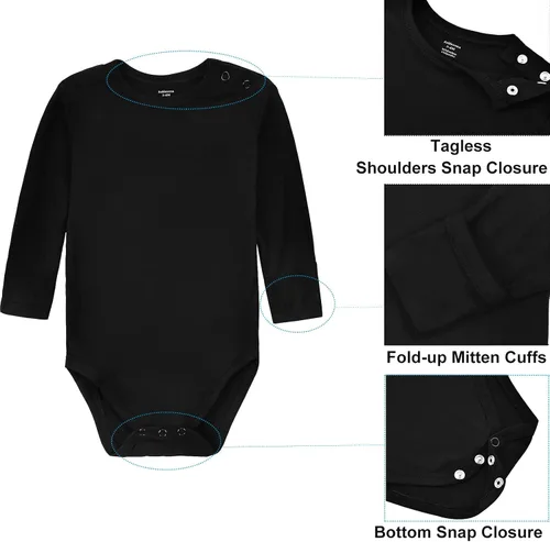 Miniatura 2 de Aablexema Conjunto de body y pantalón para bebé, rayón (viscosa) hecho de bambú, conjunto de ropa unisex de manga larga y pantalón para bebé