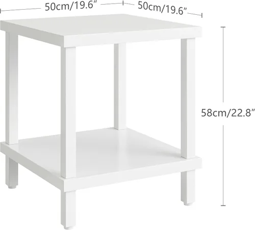 Miniatura 3 de MMEOLUOOK Mesa Auxiliar Grande Mesa Lateral Cuadrada Mesa de Sofá Moderna Mesa de Centro Industrial de 20 Pulgadas Mesita de Noche con Estante