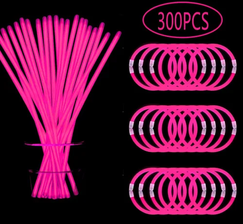 Miniatura 13 de 300 pulseras y collares verdes que brillan en la oscuridad a granel con conectores de 8 pulgadas, barras luminosas de neón para Hawii, carnaval