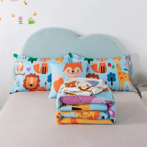 Miniatura 7 de lishjekee Juego de edredón de 6 piezas con diseño de animales de la selva para niños, juego de ropa de cama en una bolsa para niños y niñas