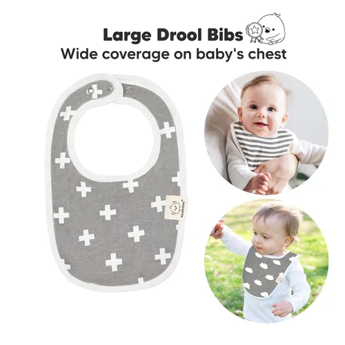 Miniatura 2 de Paquete de 8 baberos orgánicos para bebés para niñas y niños, baberos de dentición para niños y niñas, baberos para recién nacidos (escala de grises)
