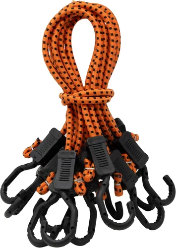 Miniatura 9 de Kotap MABC-18 Cuerdas elásticas ajustables multiusos con ganchos, 18 pulgadas, naranja/negro, 10
