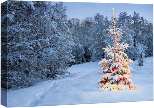 Miniatura 26 de wall26 Lienzo Impreso Arte de Pared Papá Noel Árbol de Navidad Chimenea Celebraciones y Fiestas Ilustración Decorativa Arte Moderno Escénico