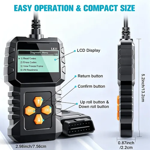 Miniatura 7 de Escáner OBD2 de Configuración Fácil Plug-Play: Lector de Códigos Profesional para Borrar y Restablecer Códigos de Error del Motor, Herramientas