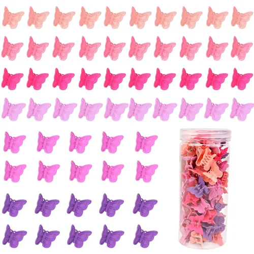 Miniatura 9 de YISSION 60 pinzas para el cabello de mariposa verde mate, lindas pinzas pequeñas de mariposa con caja paquete de los años 90 Y2K accesorios