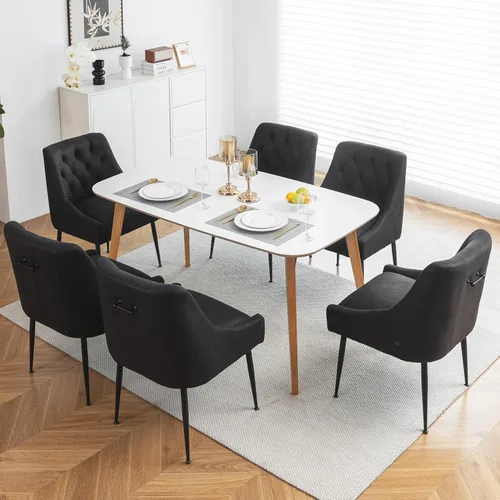 Miniatura 12 de Juego de 2 sillas de comedor modernas, sillas de comedor de cocina de mediados de siglo con cojines de 5.12 pulgadas y patas de metal, sillas Beige